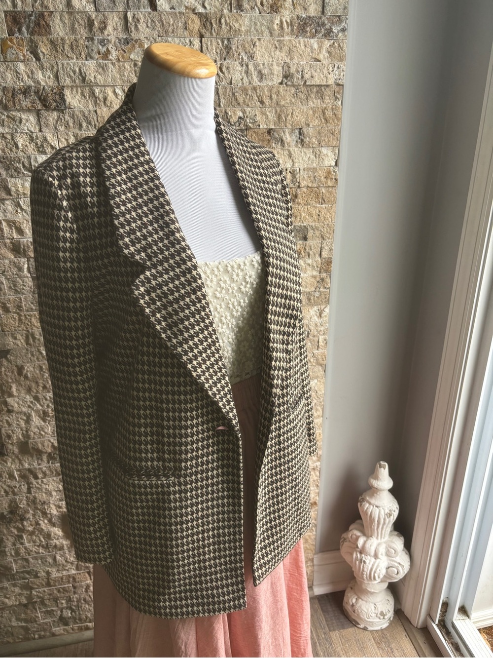 Sanctuary Black & Cream Houndstooth Blazer
